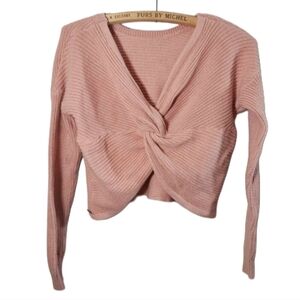 Hollister pink cross crop rouche shirt knit‎ size small